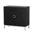 Simple Storage Cabinet Accent Cabinet With Solid Wood Veneer And Metal Leg Frame For Living Room, Entryway, Dining Room Black Black Mdf