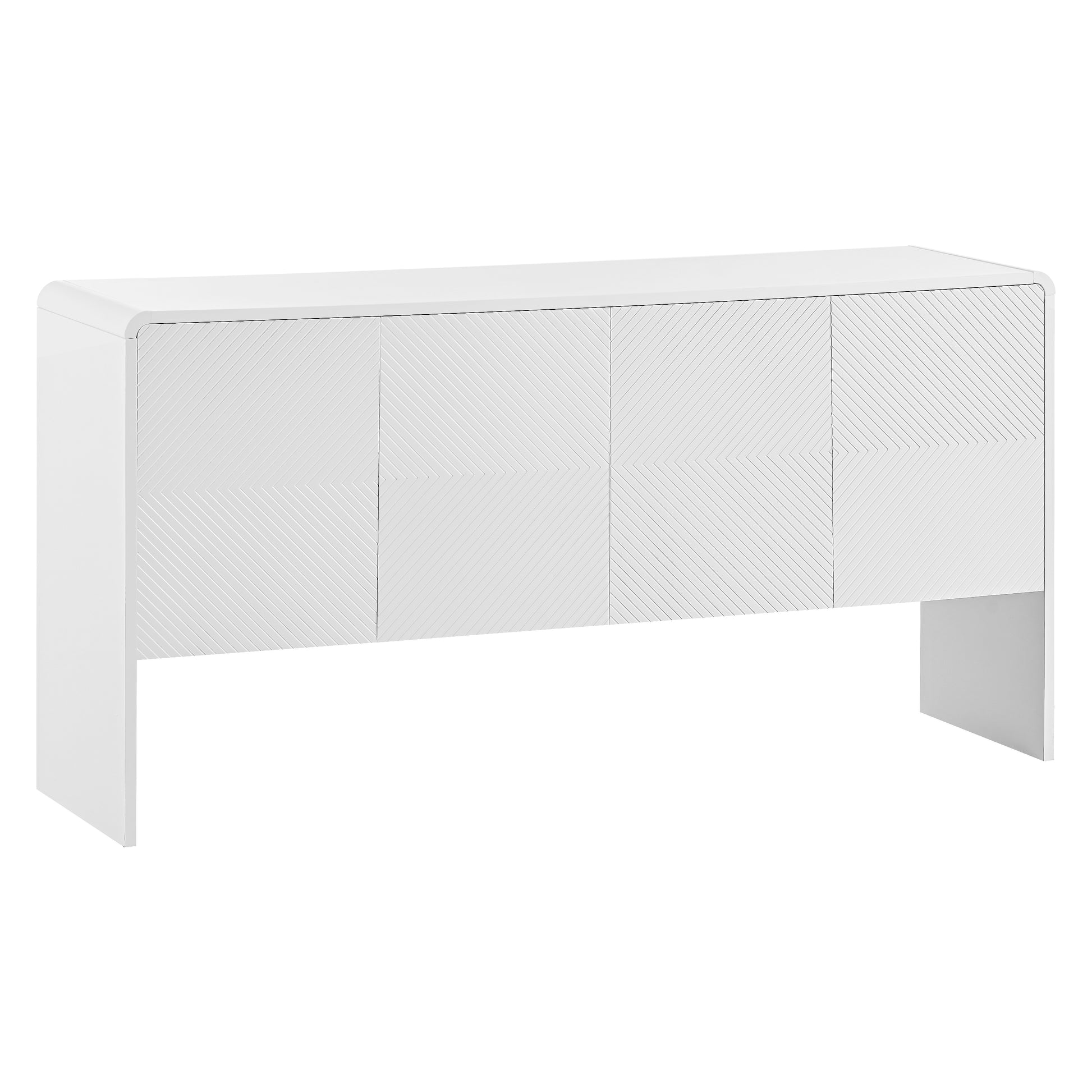 Minimalist Style 60"L Large Storage Space Sideboard With 4 Doors And Rebound Device For Living Room And Entryway White White Mdf