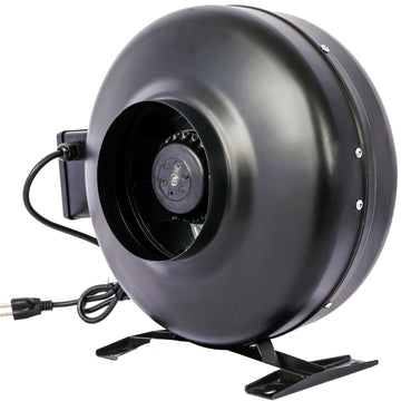 6 Inch 412 Cfm Inline Duct Fan: Air Circulation Vent Blower For Hydroponics, Basements, And Kitchens Black Steel