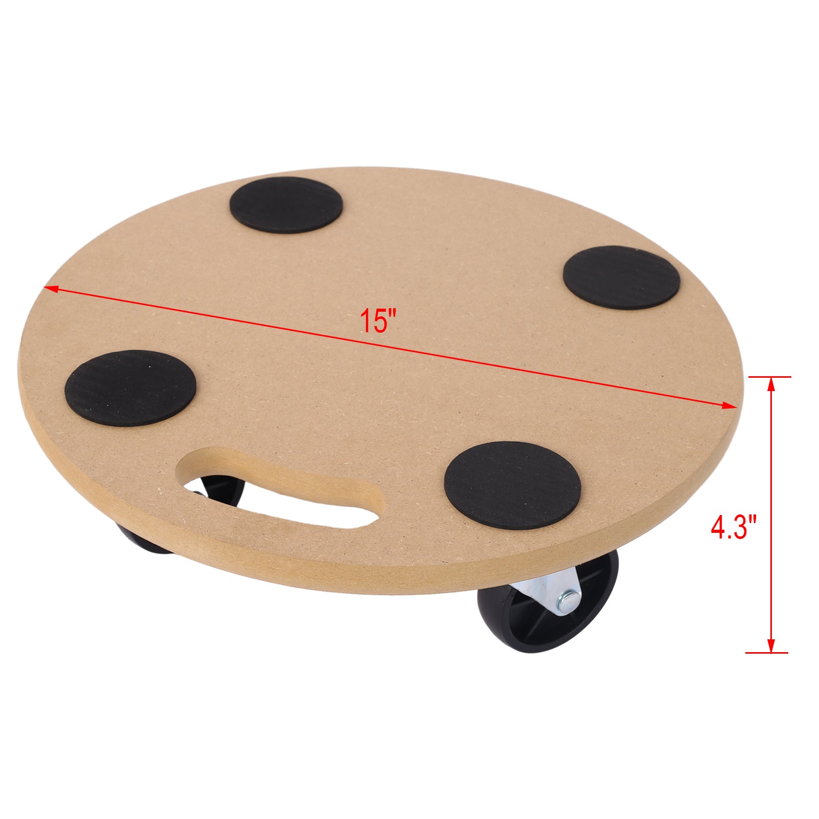 Furniture Moving Dolly, Heavy Duty Wood Rolling Mover With Wheels For Piano Couch Fridge Heavy Items, Securely Holds 500 Lbs 2Pcs 15" Round Platform Natural Mdf