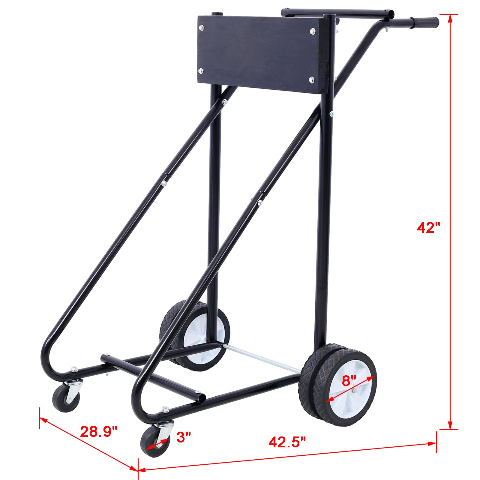 Outboard Boat Motor Stand, Engine Carrier Cart Dolly For Storage, 315Lbs Weight Capacity, W Wheels Black Black Metal