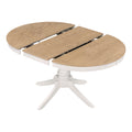 5 Piece Retro Functional Dining Table Set Wood Round Extendable Dining Table And 4 Upholstered Dining Chairs Off White Off White Solid Wood