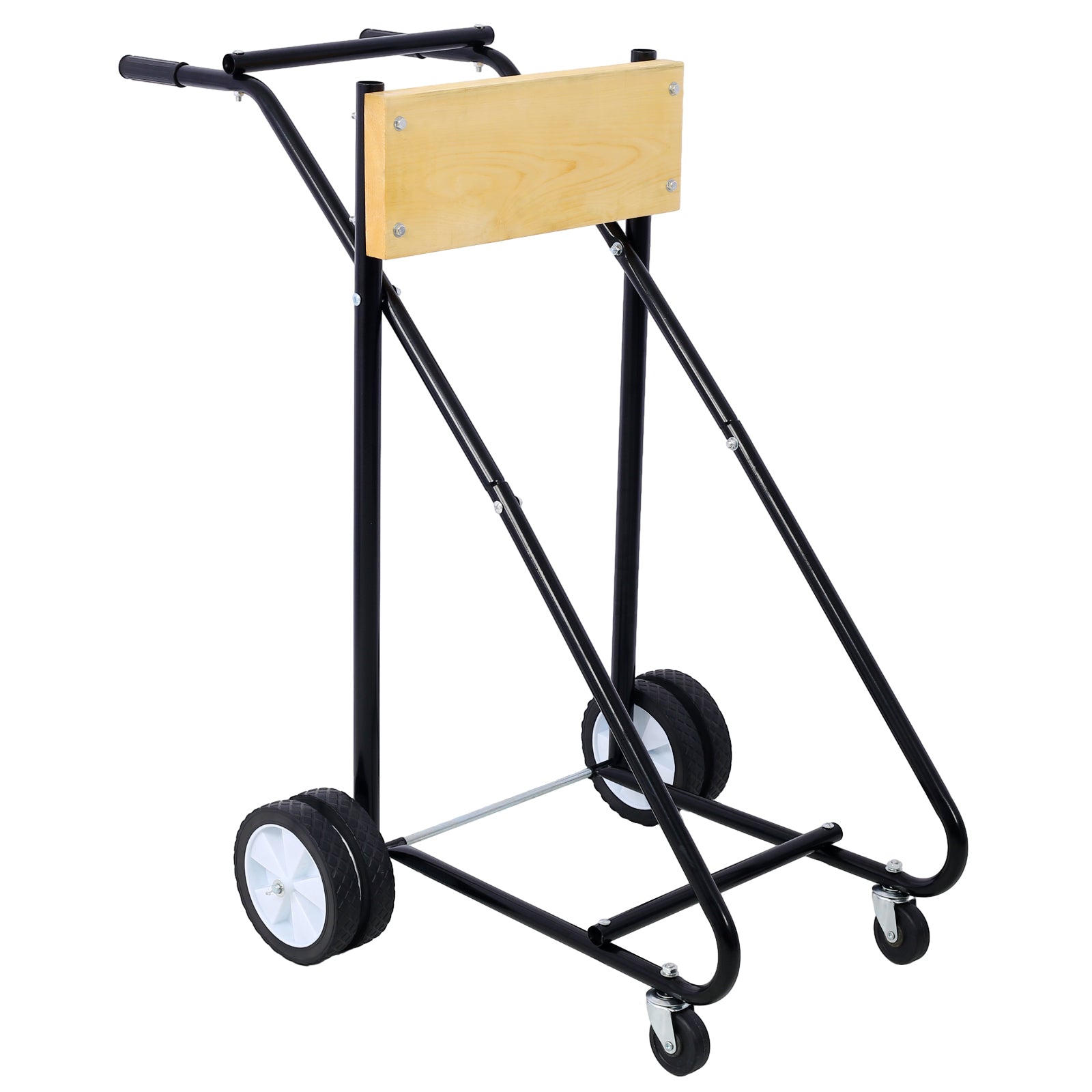 Outboard Boat Motor Stand, Engine Carrier Cart Dolly For Storage, 315Lbs Weight Capacity, W Wheels Wood Black Metal