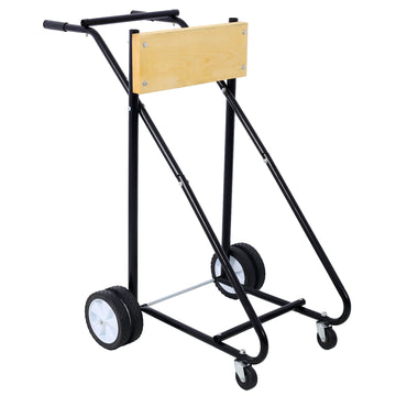 Outboard Boat Motor Stand, Engine Carrier Cart Dolly For Storage, 315Lbs Weight Capacity, W Wheels Wood Black Metal