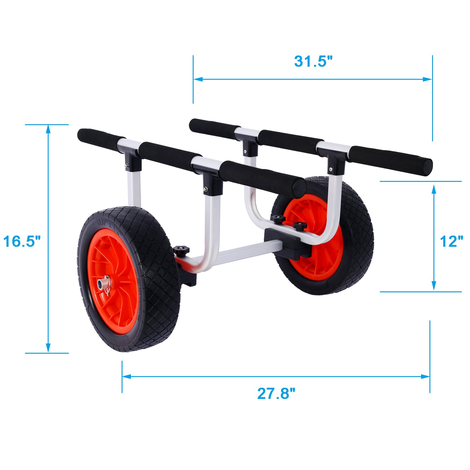 Heavy Duty Kayak Cart,Width Adjustable Canoe Cart With 12Inch Flatfree Beach Wheels Boat Dolly Cart Transport Carrier, Adjustable Width Kayak Trolley With Airless Kayak Wheels Black Aluminium