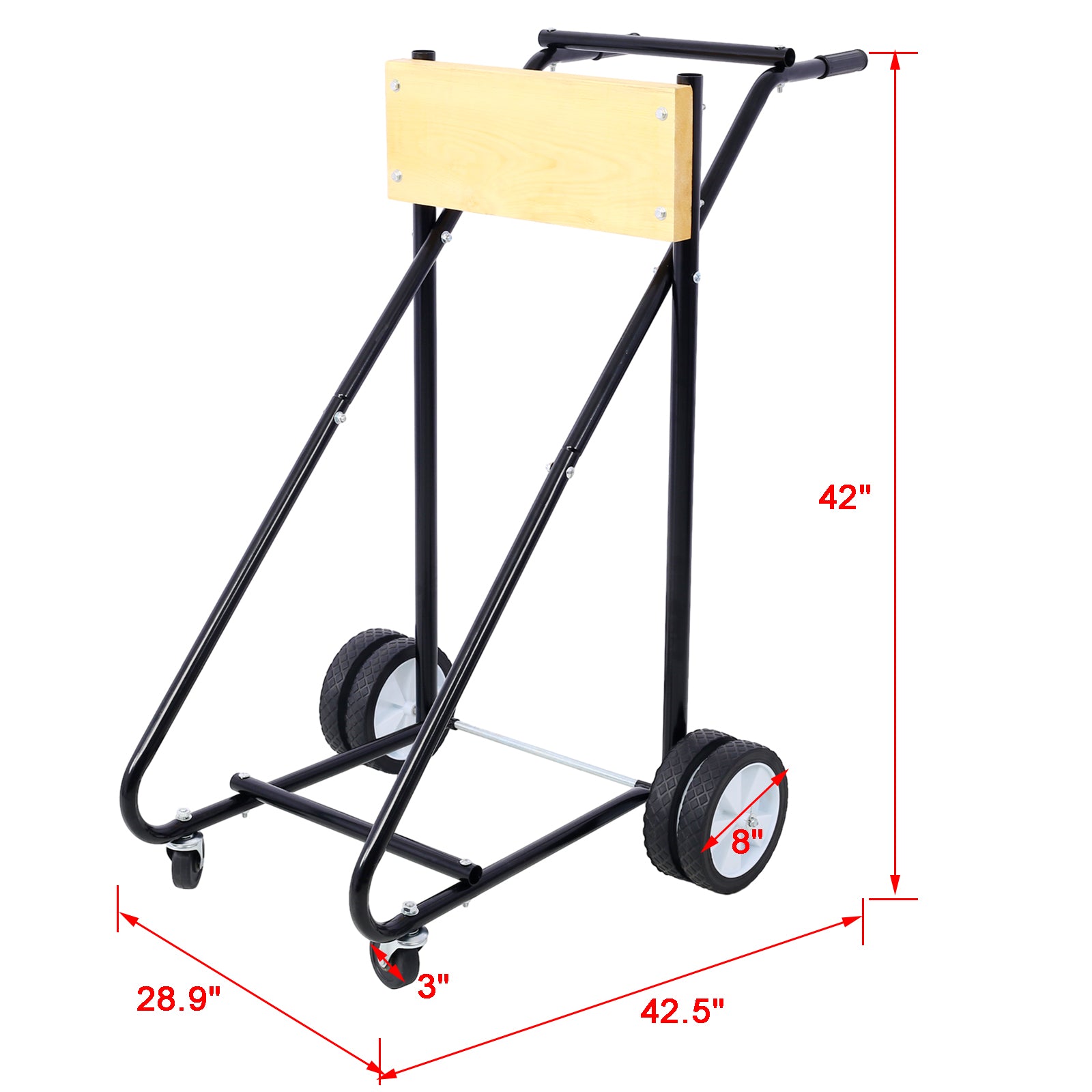 Outboard Boat Motor Stand, Engine Carrier Cart Dolly For Storage, 315Lbs Weight Capacity, W Wheels Wood Black Metal