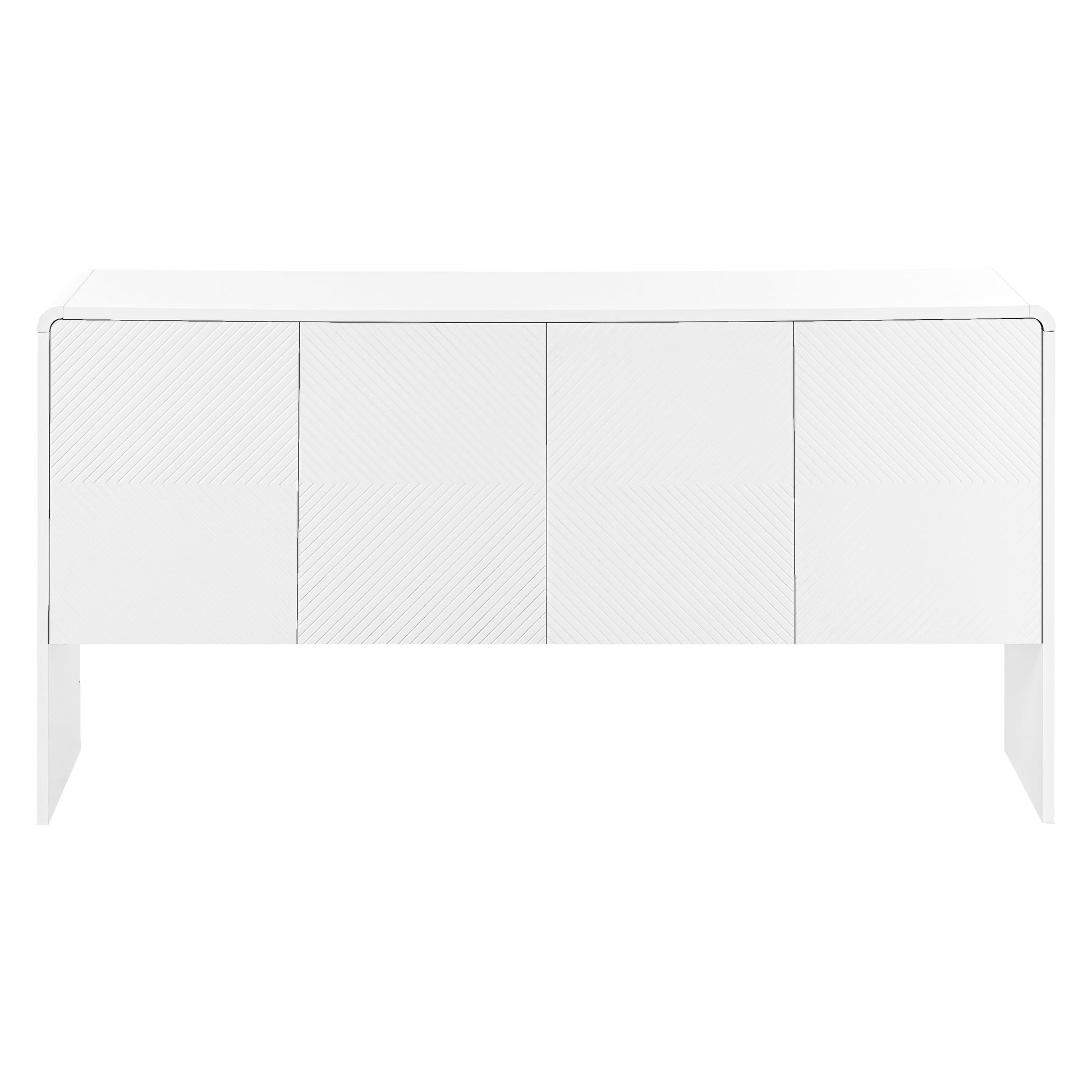 Minimalist Style 60"L Large Storage Space Sideboard With 4 Doors And Rebound Device For Living Room And Entryway White White Mdf