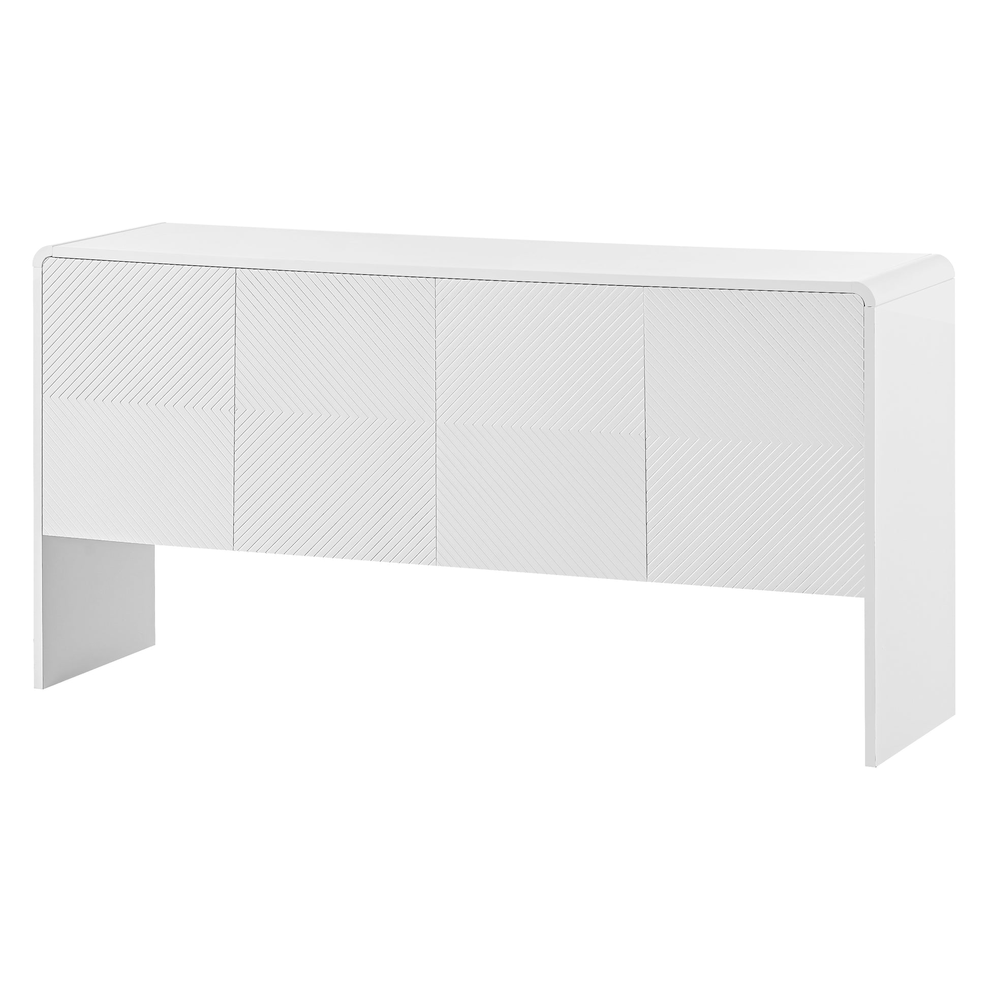 Minimalist Style 60"L Large Storage Space Sideboard With 4 Doors And Rebound Device For Living Room And Entryway White White Mdf