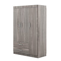 3 Door Wardrobe With 2 Drawers, Wood Grain Effect In Gray Hinged Gray Gray Shelf 2 Drawers Bedroom Ball Bearing Glides Contemporary 3 Lockable Mdf