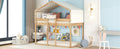 Twin Over Twin Bunk Bed Wood Bed With Tent, Natural Natural Solid Wood