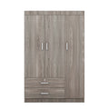 3 Door Wardrobe With 2 Drawers, Wood Grain Effect In Gray Hinged Gray Gray Shelf 2 Drawers Bedroom Ball Bearing Glides Contemporary 3 Lockable Mdf