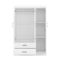 3 Door Wardrobe With 2 Drawers, White Hinged White White Shelf 2 Drawers Bedroom Ball Bearing Glides Contemporary 3 Lockable Mdf