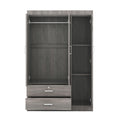 3 Door Wardrobe With 2 Drawers, Wood Grain Effect In Gray Hinged Gray Gray Shelf 2 Drawers Bedroom Ball Bearing Glides Contemporary 3 Lockable Mdf