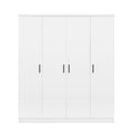 4 Door Wardrobe With 1 Drawer, White Hinged White White Shelf 1 Drawer Bedroom Ball Bearing Glides Contemporary 4 Lockable Mdf