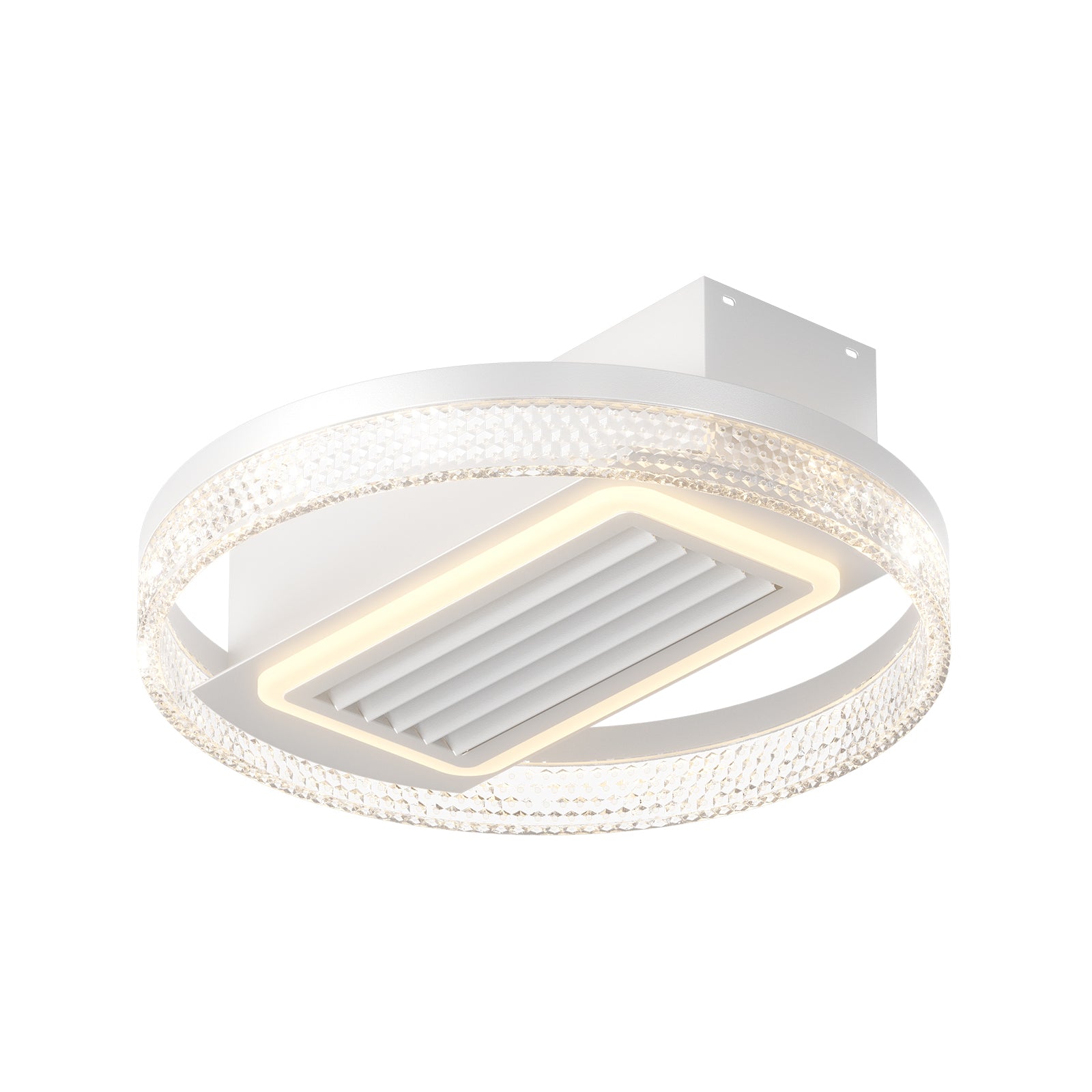 20Inch Modern Leafless Ceiling Fan With Remote Control Removable And Washable, Reversible Motor White Modern Iron