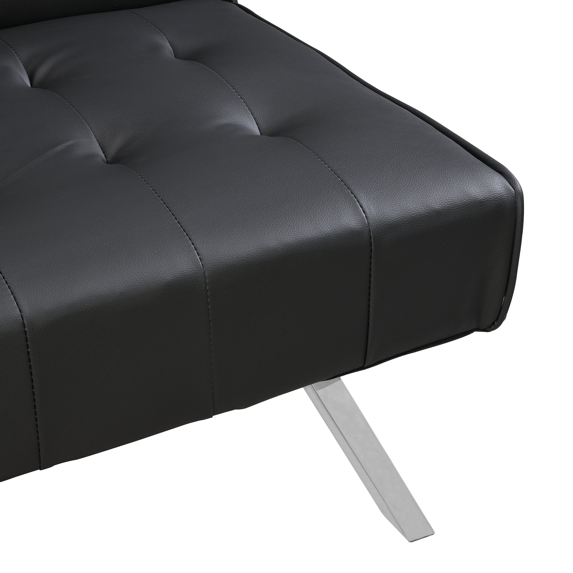 Sofa Bed Black Pvc Black Leather