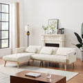 Convertible Sectional Sofa Sleeper, Left Facing L Shaped Sofa Counch For Living Room Ivory Foam Fabric