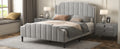 Queen Size Upholstered Platform Bed With Headboard And Footboard,No Box Spring Needed, Velvet Fabric,Gray Gray Velvet