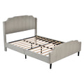 Queen Size Upholstered Platform Bed With Headboard And Footboard,No Box Spring Needed, Velvet Fabric,Gray Gray Velvet