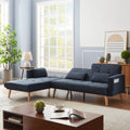 Convertible Sectional Sofa Sleeper, Left Facing L Shaped Sofa Counch For Living Room Dark Gray Foam Linen