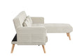 Convertible Sectional Sofa Sleeper, Right Facing L Shaped Sofa Counch For Living Room Chaise Ivory Foam Fabric