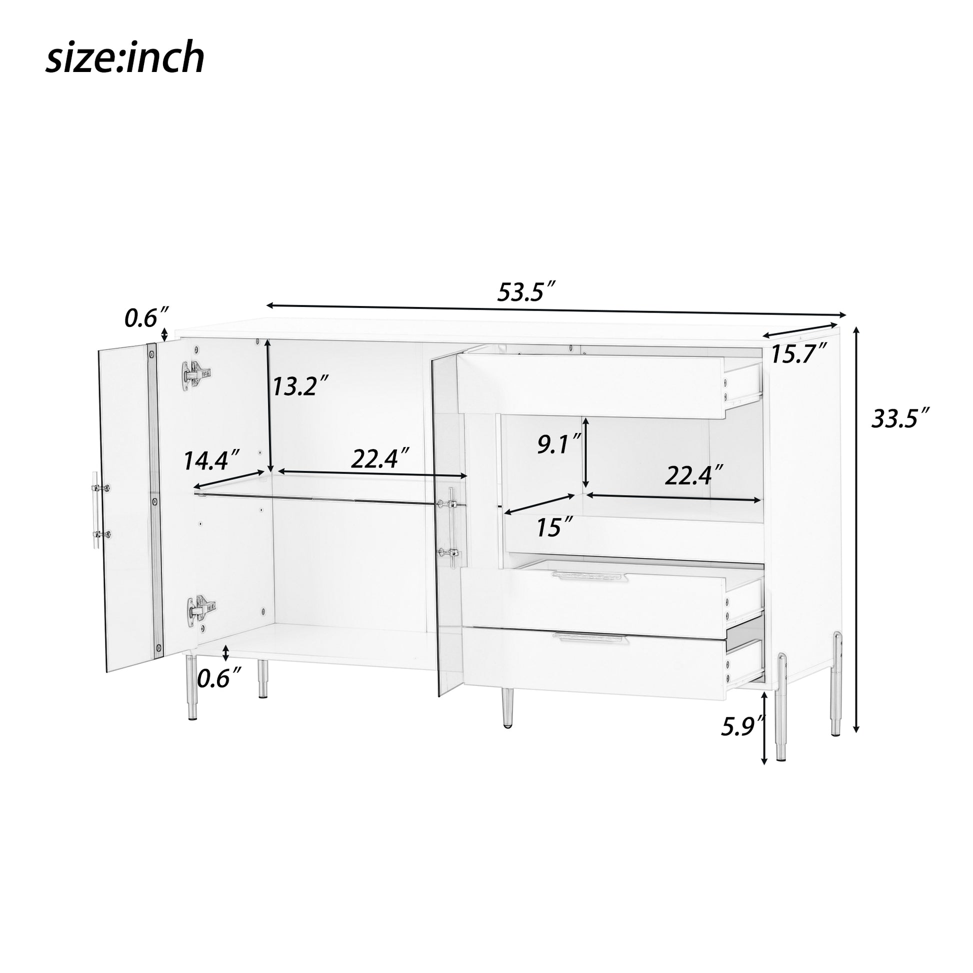 Storage Cabinets With Acrylic Doors, Light Luxury Modern Storage Cabinets With Adjustable Shelves, Accent Cabinet Buffet Cabinet For Living Room, Entryway Description White Mdf