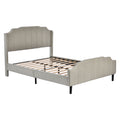 Queen Size Upholstered Platform Bed With Headboard And Footboard,No Box Spring Needed, Velvet Fabric,Gray Gray Velvet