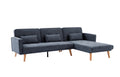 Convertible Sectional Sofa Sleeper, Right Facing L Shaped Sofa Counch For Living Room Dark Gray Foam Linen