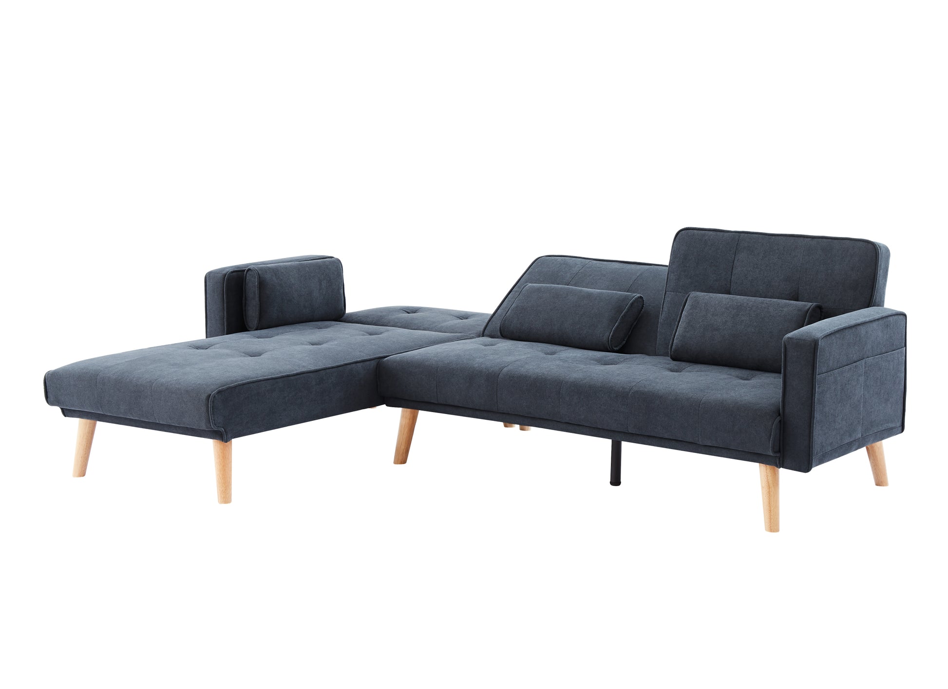 Convertible Sectional Sofa Sleeper, Left Facing L Shaped Sofa Counch For Living Room Dark Gray Foam Linen