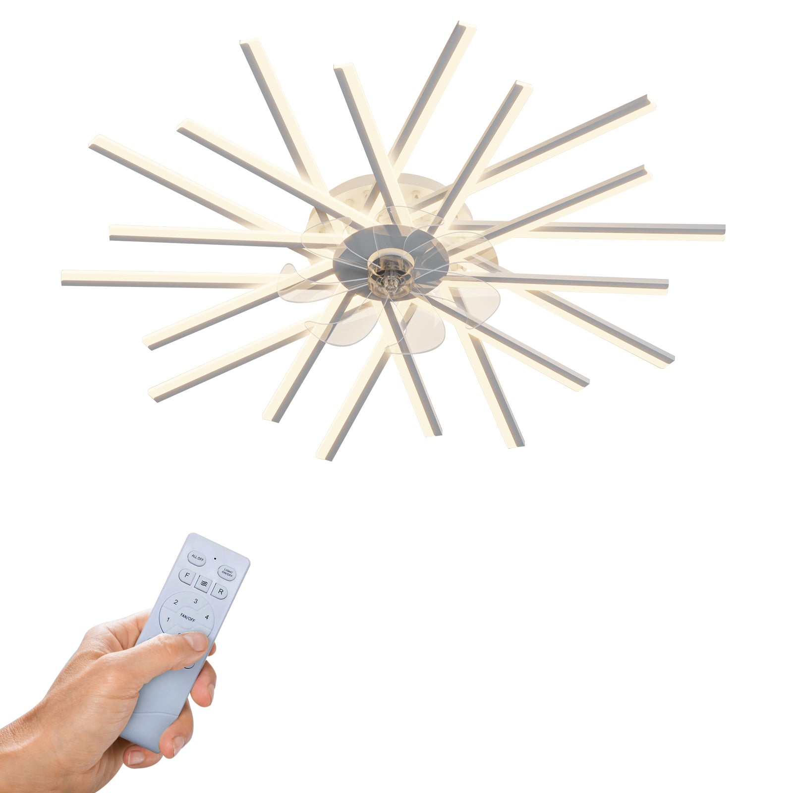 45In Ceiling Fan With Lights Remote Contro Dimmable Led,6 Gear Wind Speed Fan Light White Modern Acrylic