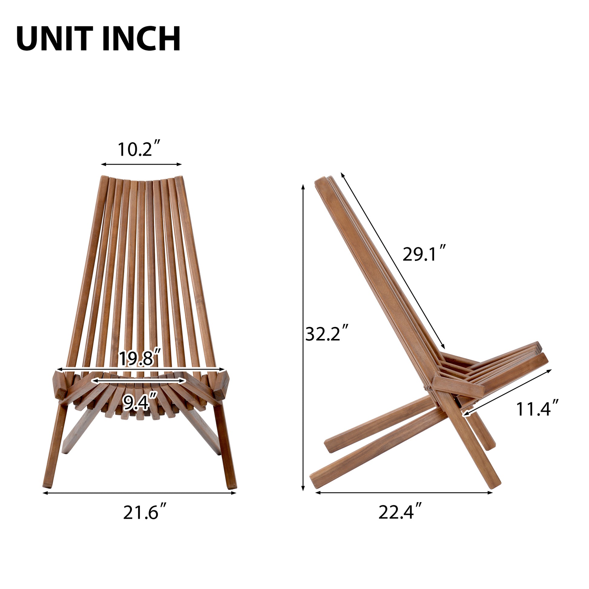 Folding Wood Chair Natural Solid Wood