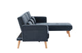 Convertible Sectional Sofa Sleeper, Right Facing L Shaped Sofa Counch For Living Room Dark Gray Foam Linen