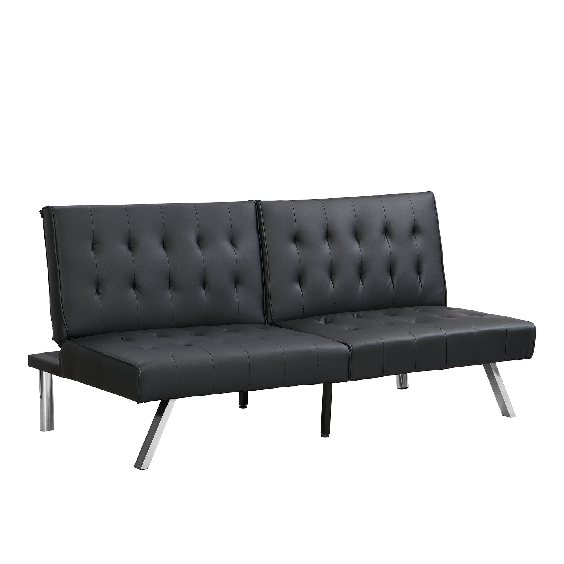 Sofa Bed Black Pvc Black Leather