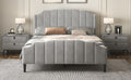 Queen Size Upholstered Platform Bed With Headboard And Footboard,No Box Spring Needed, Velvet Fabric,Gray Gray Velvet