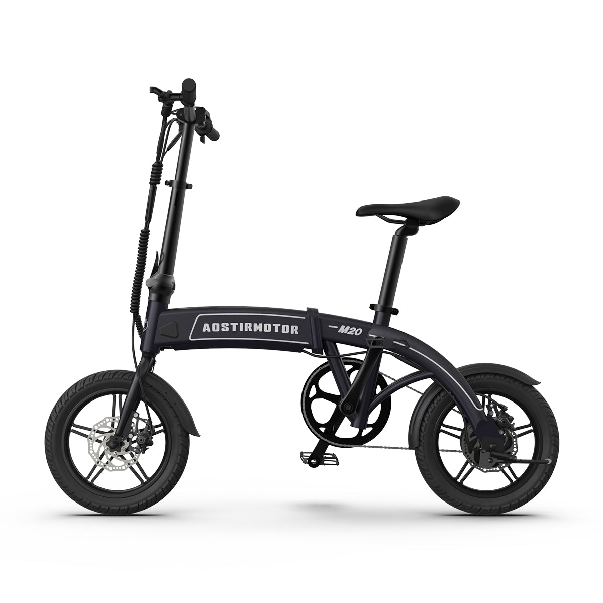 Aostirmotor 14" Electric Bike,350W 7.5Ah 36V E Bike, Lightweight Folding Electric Bicycles For Adult Black Grey Aluminium Alloy