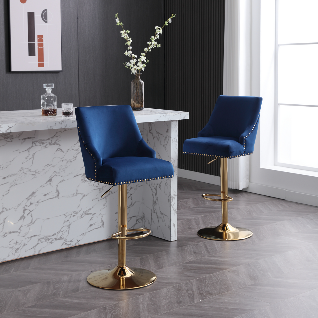 Hengming Golden Rivet Bar Chair With Pull Ring,