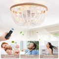 Boho Bladeless Ceiling Fan With Light With 5 Bulbs White Solid Wood