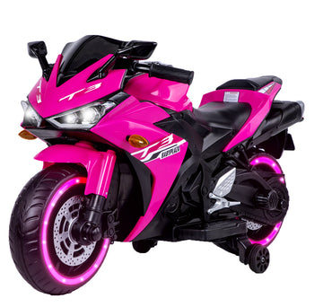 Kids Motorcycle,12V Motorcycle For Kids 3 4 5 6 Years Boys Girls 12V7Ah Kids Motorcycle Ride On Toy With Training Wheels Manual Throttle Drive By Hand Lighting Wheels Pink 50 99 Lbs Plastic Indoor &