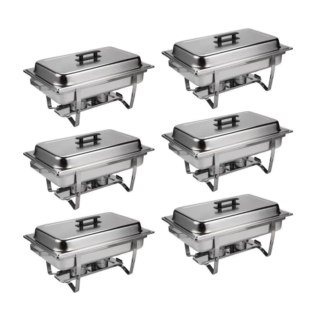 Buffet Catering Dish For Home And Outdoor 6 Pcs Sets Silver Stainless Steel