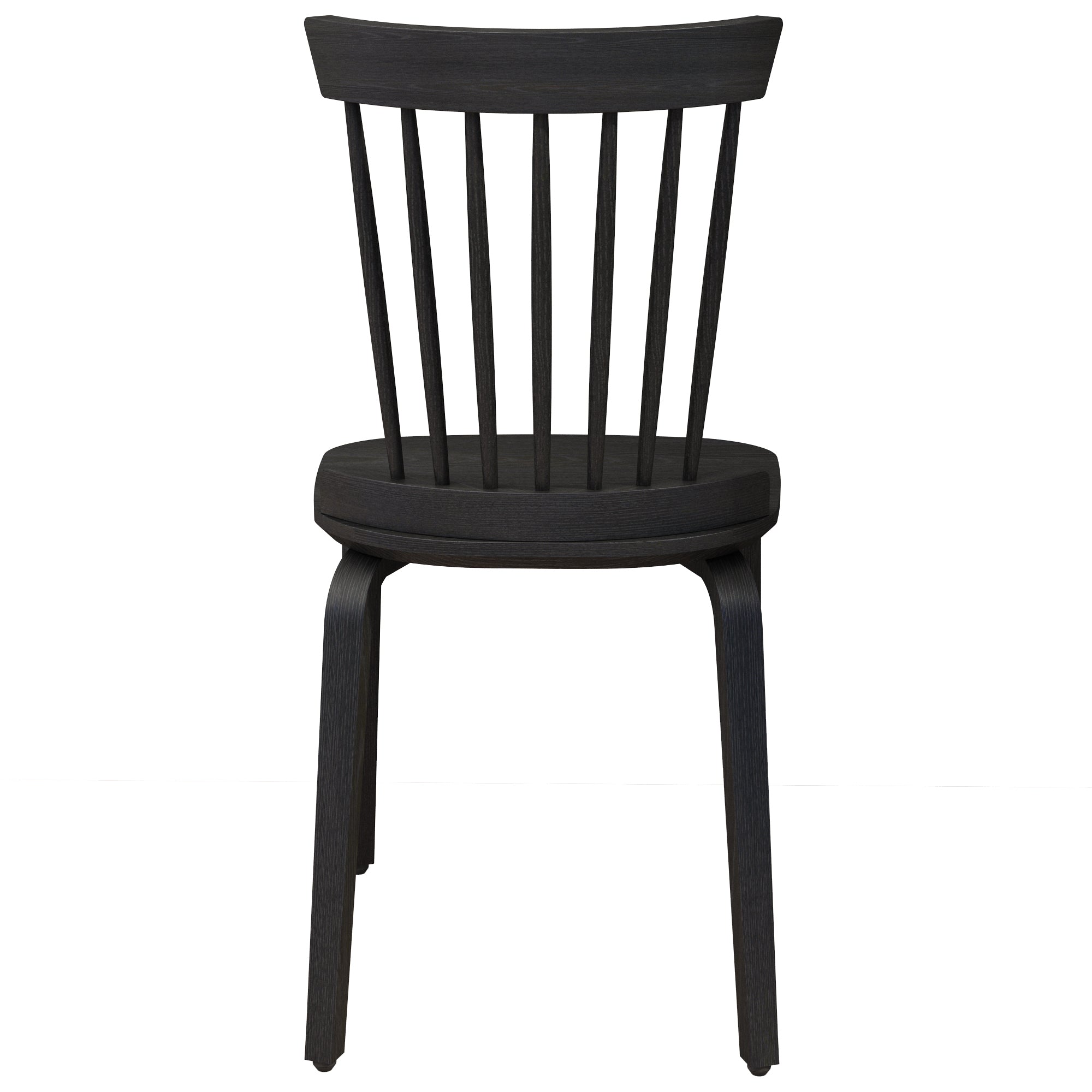 Solid Wood Slat Back Windsor Chair Set of 2 black-plywood
