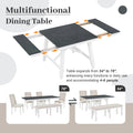 6 Piece Classic Dining Table Set, Rectangular Extendable Dining Table With Two 12