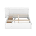 Full Size Platform Bed With A Rolling Shelf, White White Solid Wood Mdf