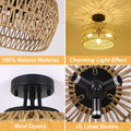 Rattan Semi Flush Mount Black Brown Rattan