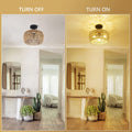 Rattan Semi Flush Mount Black Brown Rattan