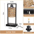 Farmhouse Rattan Table Lamps Set Of 2 Black Brown Rattan