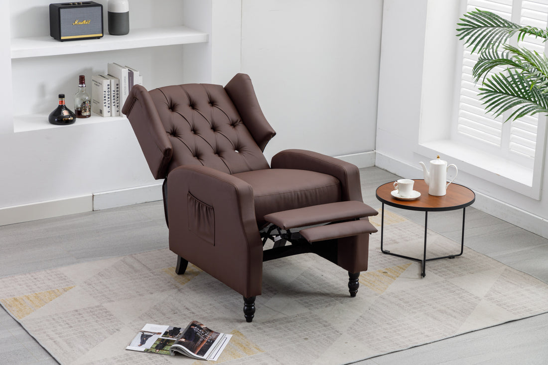 Coolmore Modern Comfortable Upholstered Leisurechair Recliner Chair For Living Room Brown Primary Living Space Rubberwood Foam Pu Leather
