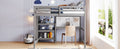 Full Size Wooden Loft Bed With Shelves, Desk And Writing Board Gray Full Gray Solid Wood Mdf