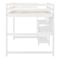 Full Size Wooden Loft Bed With Shelves, Desk And Writing Board White Full White Solid Wood Mdf
