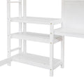 Full Size Wooden Loft Bed With Shelves, Desk And Writing Board White Full White Solid Wood Mdf