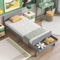 Twin Bed With Footboard Bench,Grey Twin Grey Wood Bedroom American Design Pine Pine